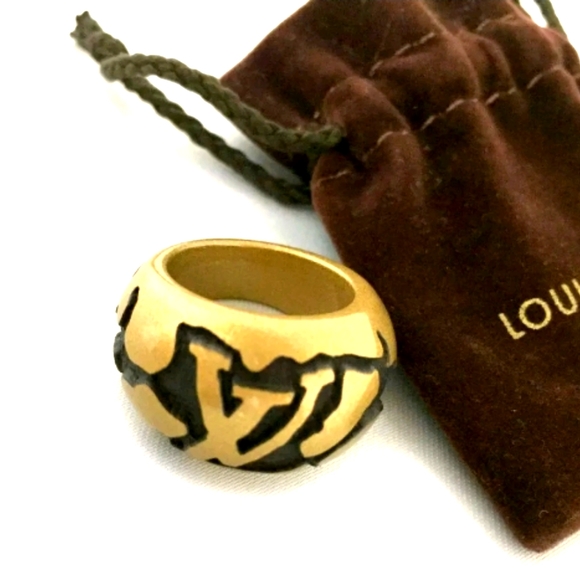 LOUIS VUITTON LEO MONOGRAM WOOD BERG RING A1161 - Picture 1 of 13
